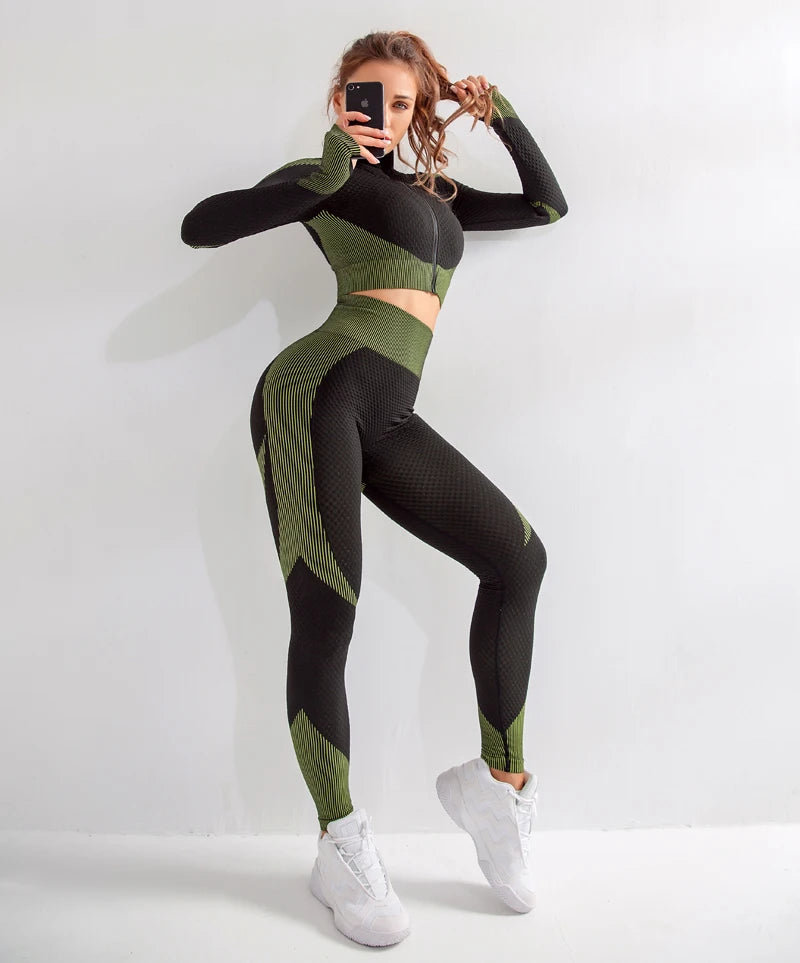 Cadore SculptMotion Set – High-Waist Leggings & Zip Performance Jacket