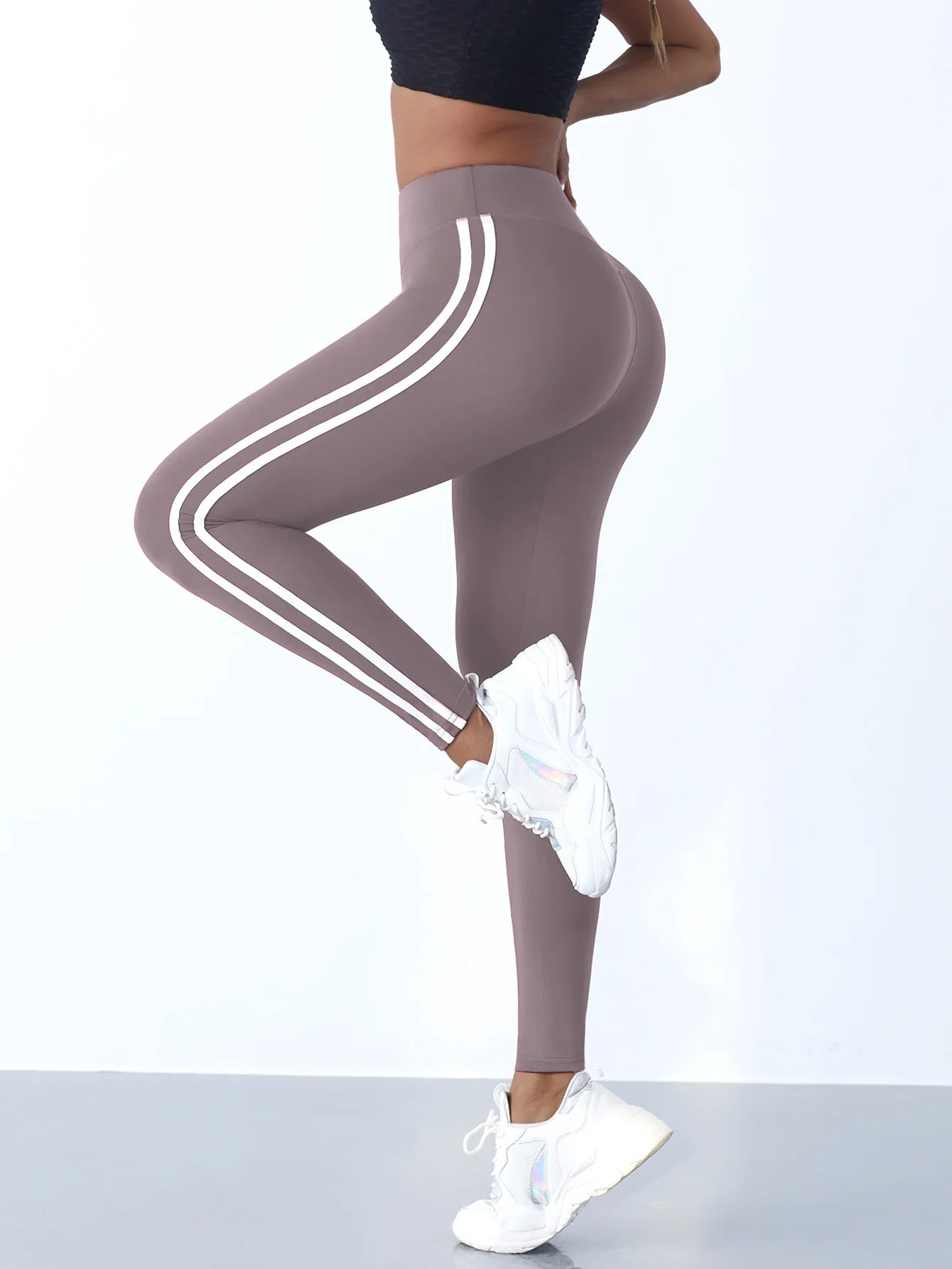 Cadore Striped Sculpt Leggings – High-Waist Athletic Fit