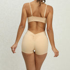 Cadore Seamless Fitness Set – Padded Crop Top & High-Waist Shorts