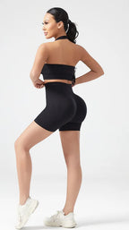 Cadore Ribbed Backless Set – Sports Bra & Hip-Lifting Shorts