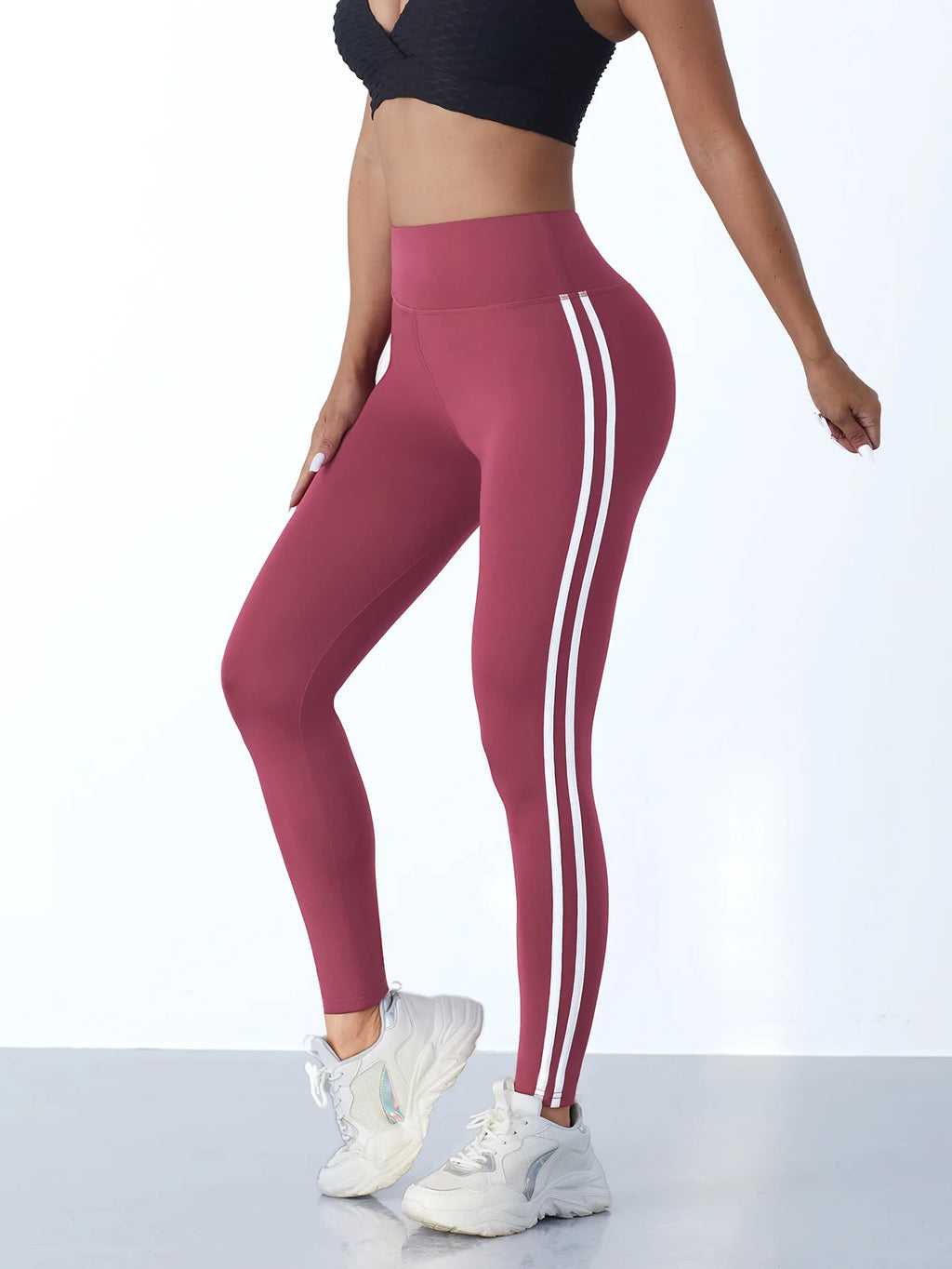 Cadore Striped Sculpt Leggings – High-Waist Athletic Fit
