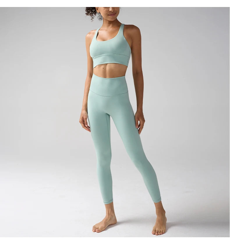 2 Pieces Women's Tracksuit Seamless Yoga Set Workout Sportswear Gym Clothing High Waist Leggings Fitness Sports Suits