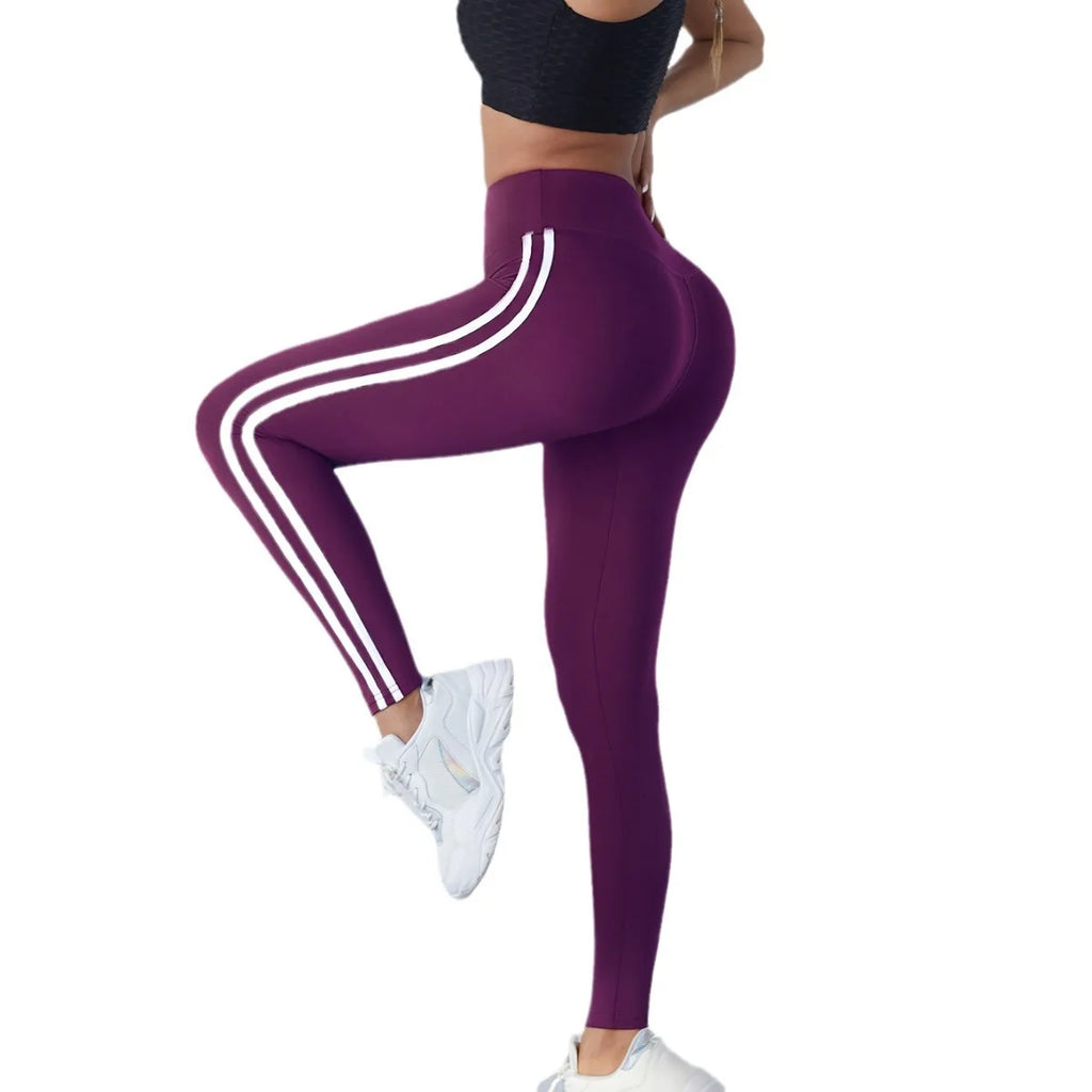 Cadore Striped Sculpt Leggings – High-Waist Athletic Fit