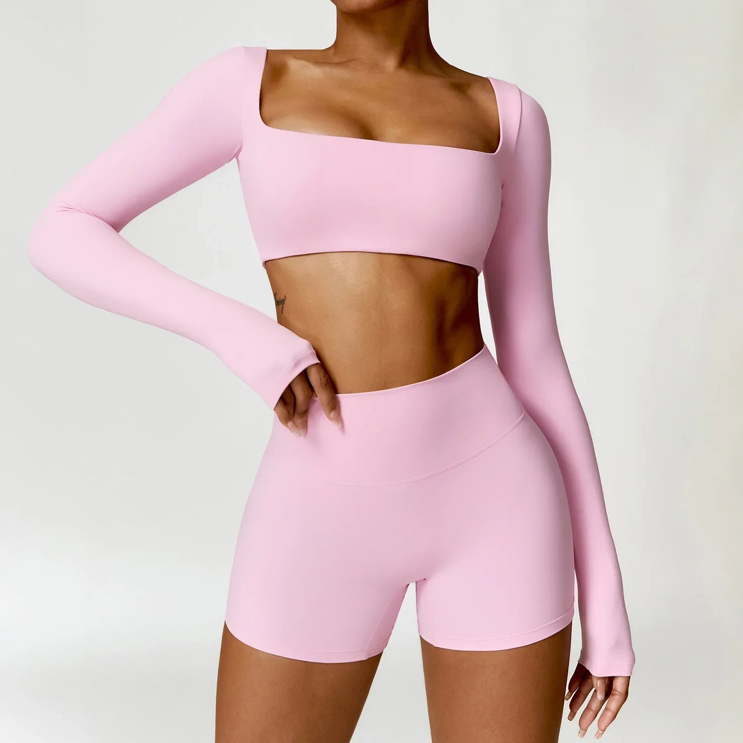 Cadore Long Sleeve Yoga Set – Leggings & Crop Top