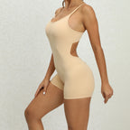 Cadore Seamless Fitness Set – Padded Crop Top & High-Waist Shorts
