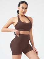 Cadore Ribbed Backless Set – Sports Bra & Hip-Lifting Shorts
