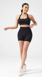 Cadore Ribbed Backless Set – Sports Bra & Hip-Lifting Shorts