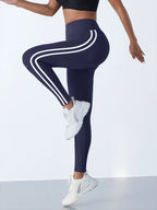 Cadore Striped Sculpt Leggings – High-Waist Athletic Fit