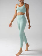 2 Pieces Women's Tracksuit Seamless Yoga Set Workout Sportswear Gym Clothing High Waist Leggings Fitness Sports Suits