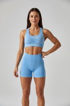 Cadore Seamless Ribbed Set – Yoga Top & High-Waist Shorts