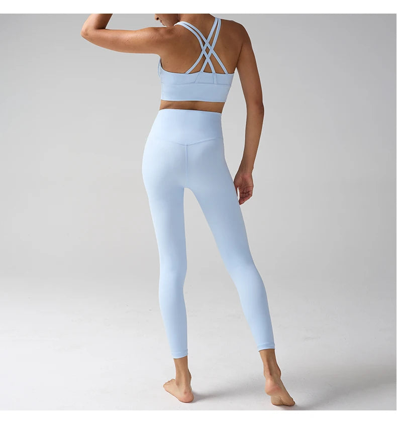 2 Pieces Women's Tracksuit Seamless Yoga Set Workout Sportswear Gym Clothing High Waist Leggings Fitness Sports Suits