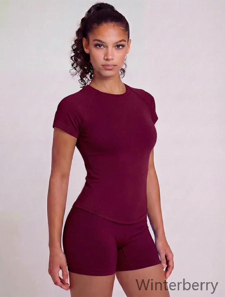Cadore Active Set – Short Sleeve Top & Scrunch Shorts