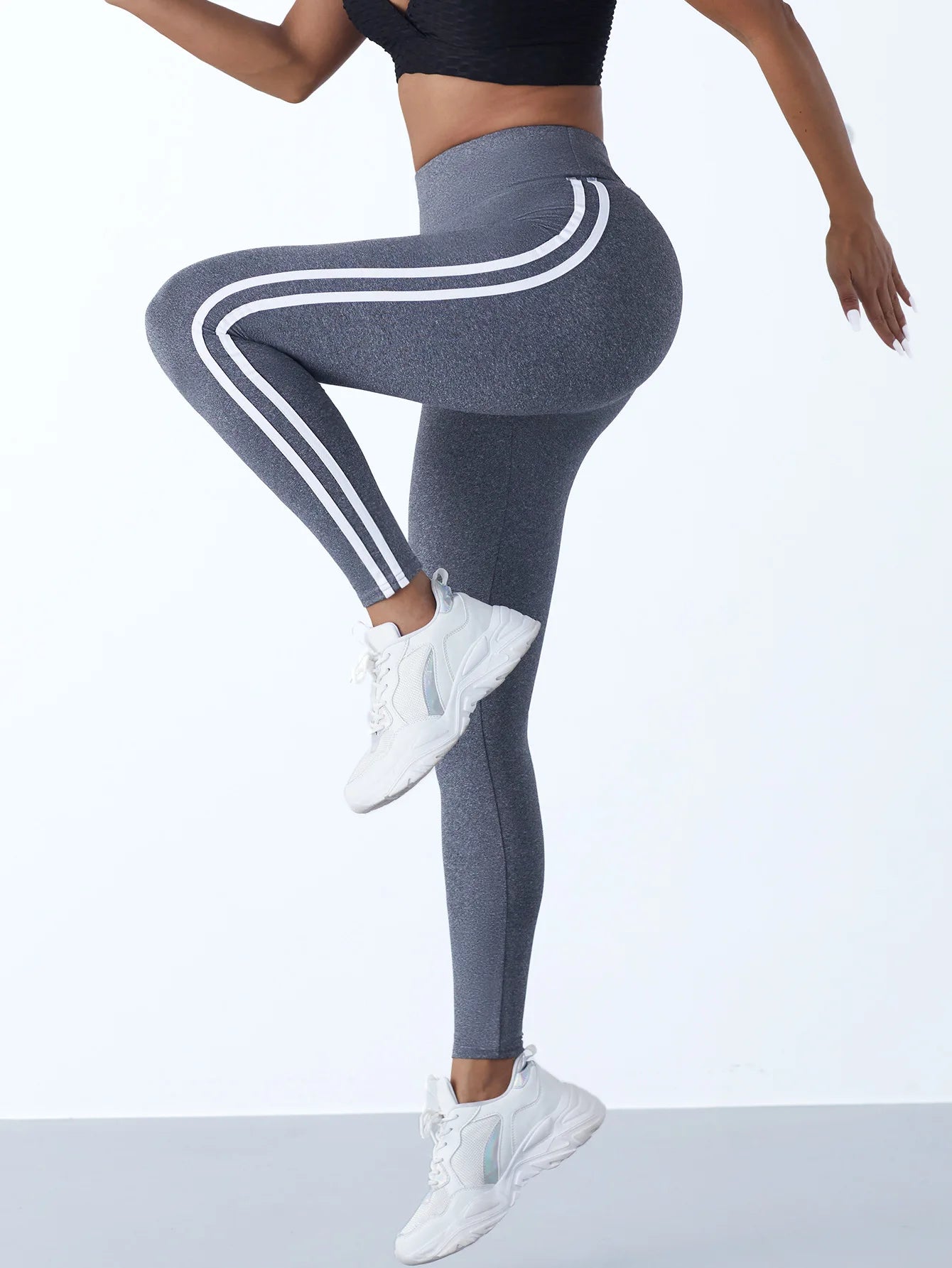 Cadore Striped Sculpt Leggings – High-Waist Athletic Fit