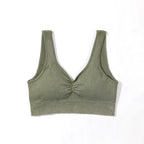 Green ribbed tank top on a white background