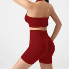 Cadore Ribbed Backless Set – Sports Bra & Hip-Lifting Shorts