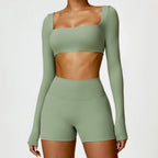 Cadore Long Sleeve Yoga Set – Leggings & Crop Top