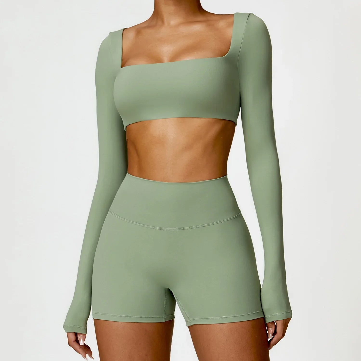 Cadore Long Sleeve Yoga Set – Leggings & Crop Top