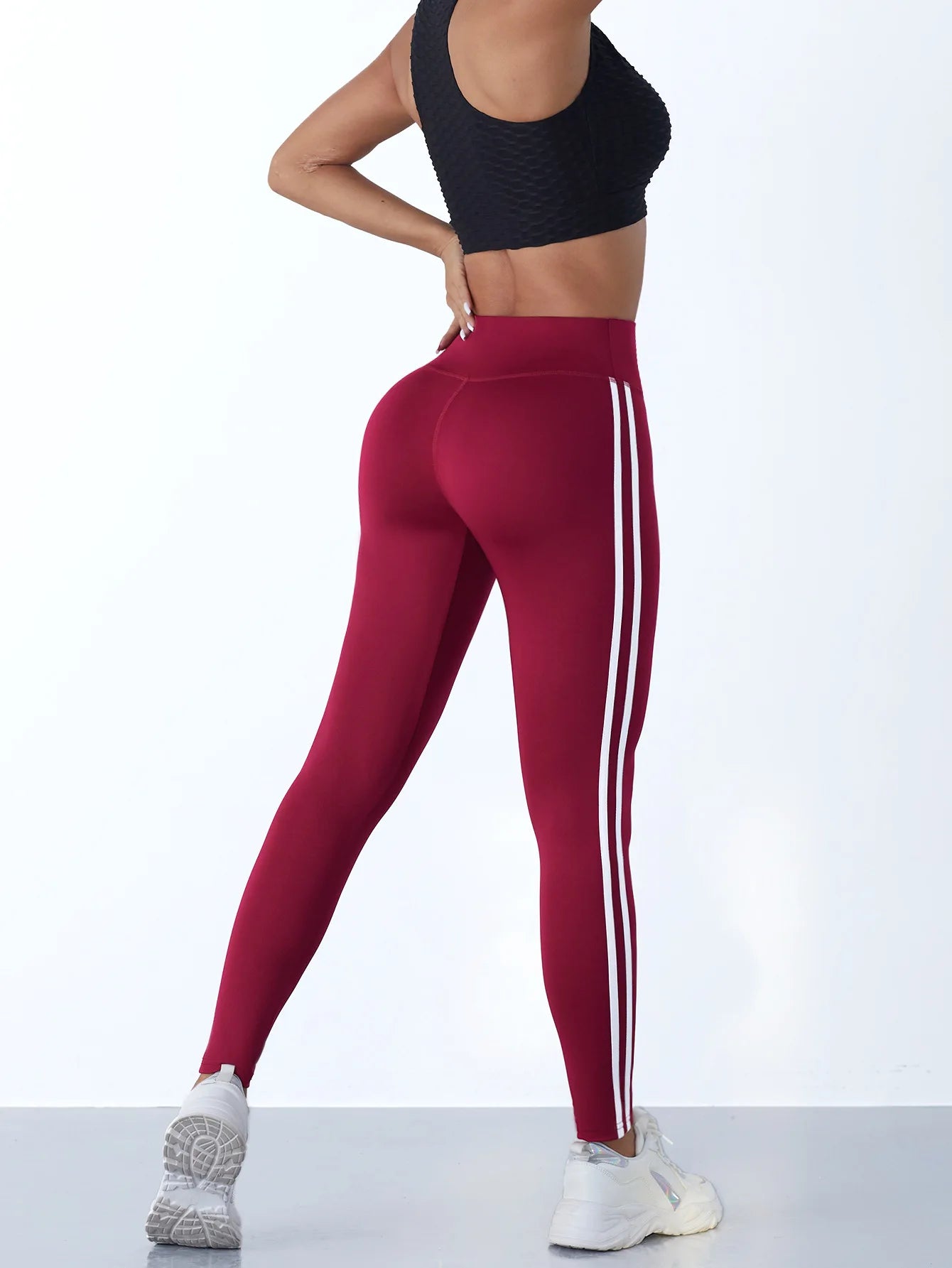 Cadore Striped Sculpt Leggings – High-Waist Athletic Fit