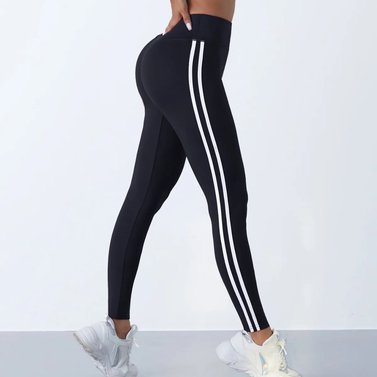 Cadore Striped Sculpt Leggings – High-Waist Athletic Fit