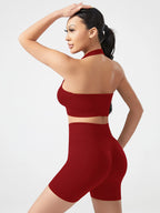Cadore Ribbed Backless Set – Sports Bra & Hip-Lifting Shorts