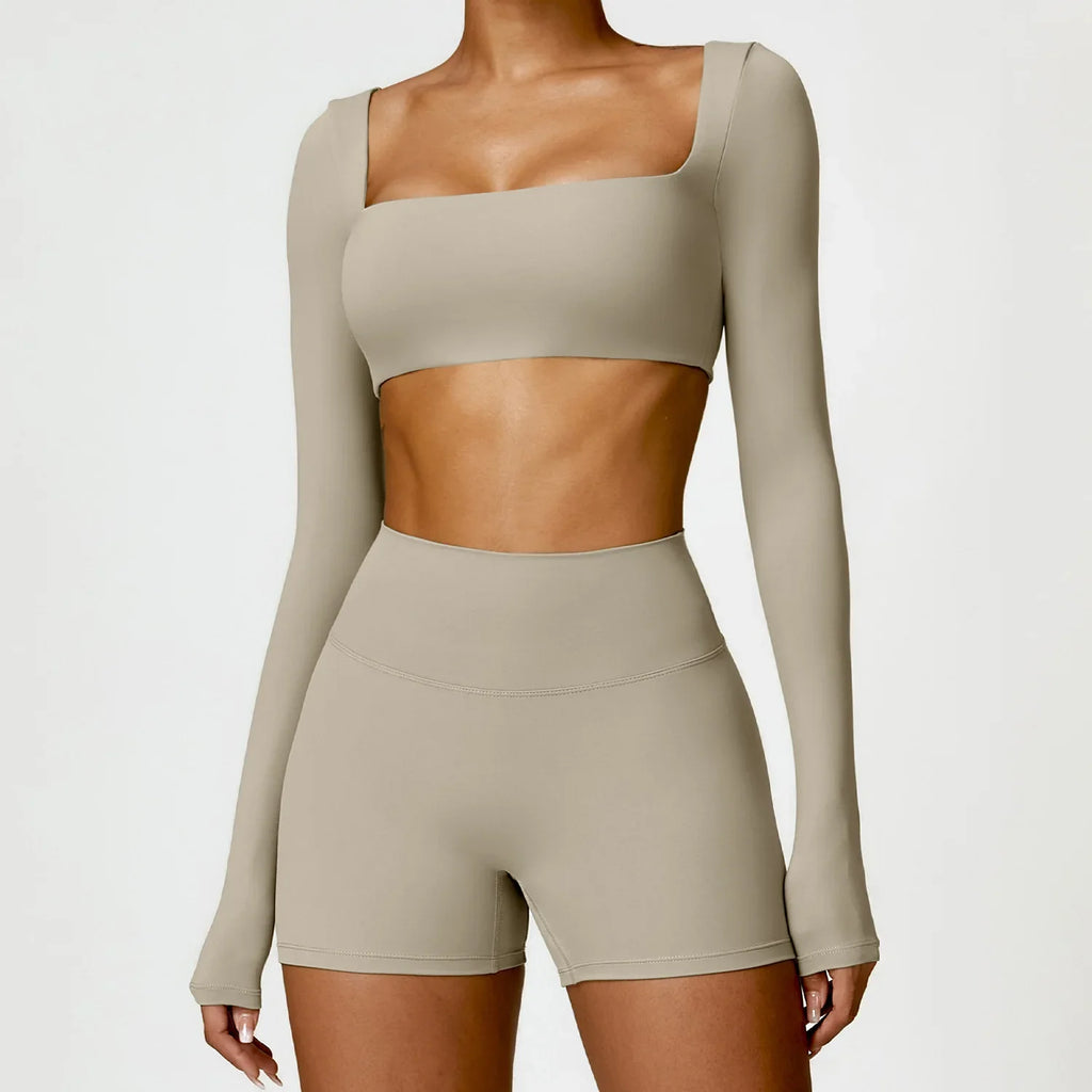 Cadore Long Sleeve Yoga Set – Leggings & Crop Top