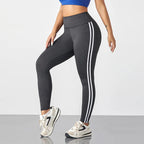 Cadore Striped Sculpt Leggings – High-Waist Athletic Fit