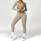 Cadore Long Sleeve Yoga Set – Leggings & Crop Top