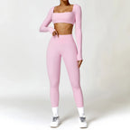 Cadore Long Sleeve Yoga Set – Leggings & Crop Top