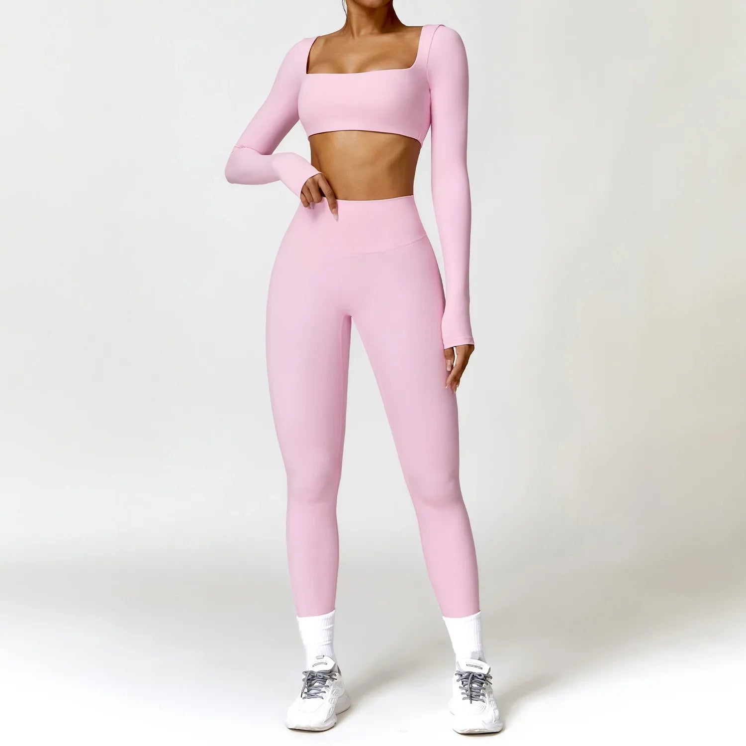 Cadore Long Sleeve Yoga Set – Leggings & Crop Top