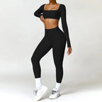 Cadore Long Sleeve Yoga Set – Leggings & Crop Top