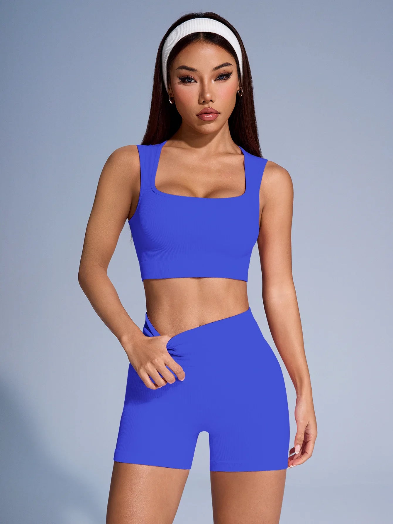 Cadore Ribbed Seamless Set – Crop Tank & Shorts
