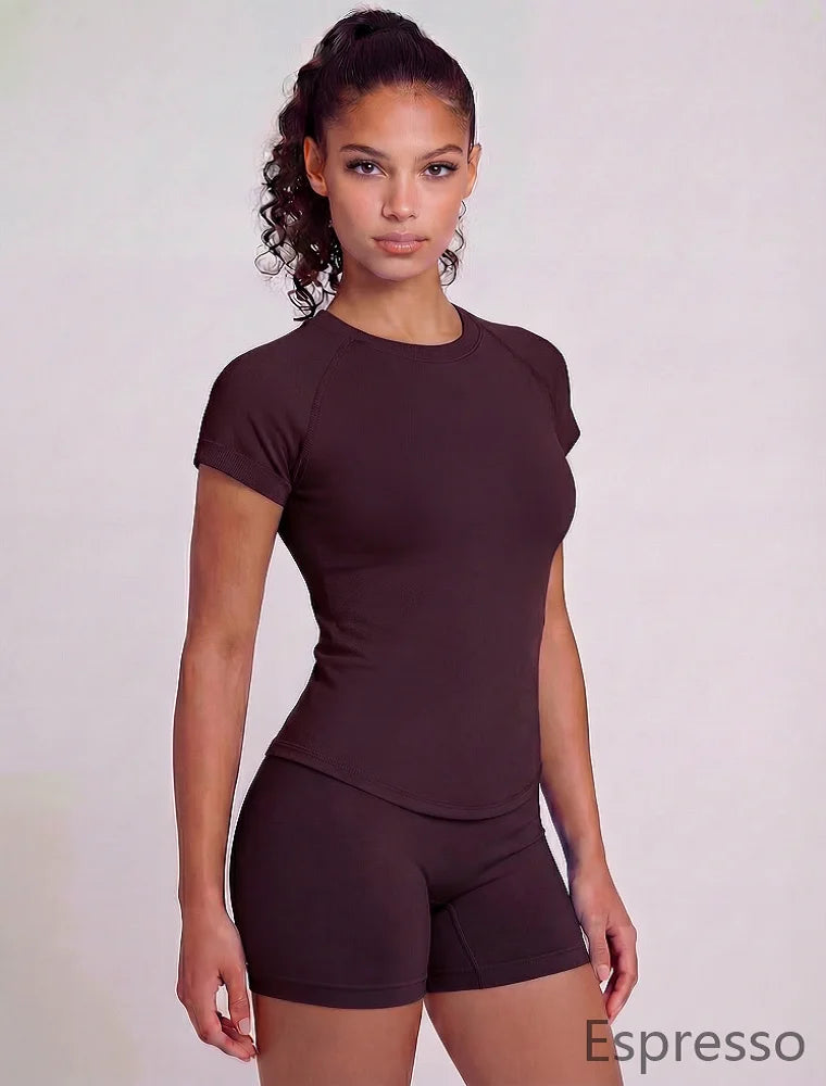 Cadore Active Set – Short Sleeve Top & Scrunch Shorts