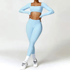 Cadore Long Sleeve Yoga Set – Leggings & Crop Top