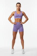 Cadore Seamless Ribbed Set – Yoga Top & High-Waist Shorts