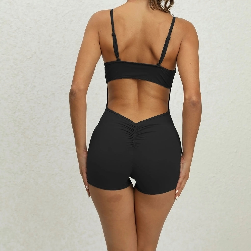 Cadore Seamless Fitness Set – Padded Crop Top & High-Waist Shorts