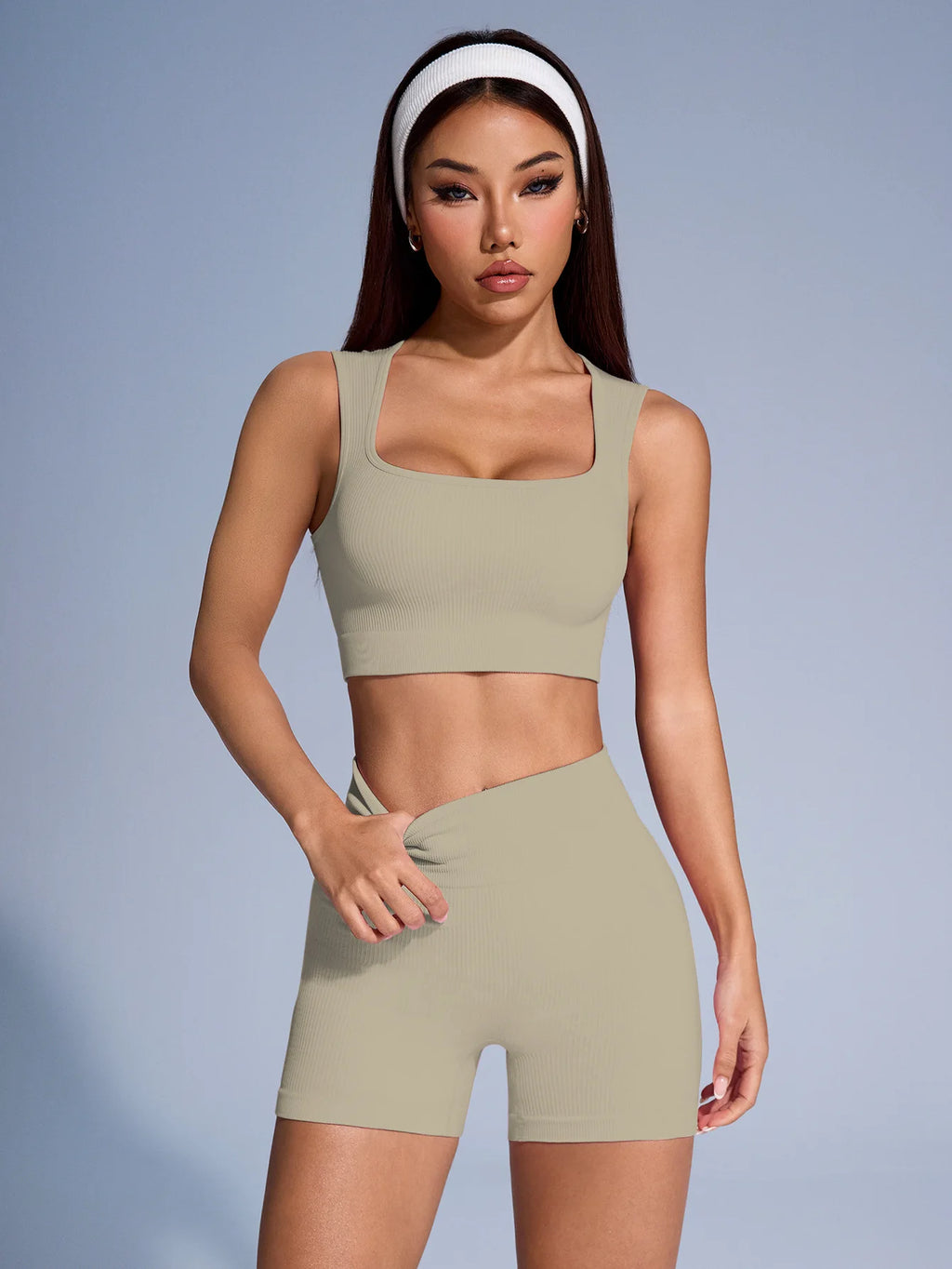 Cadore Ribbed Seamless Set – Crop Tank & Shorts