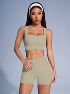 Cadore Ribbed Seamless Set – Crop Tank & Shorts