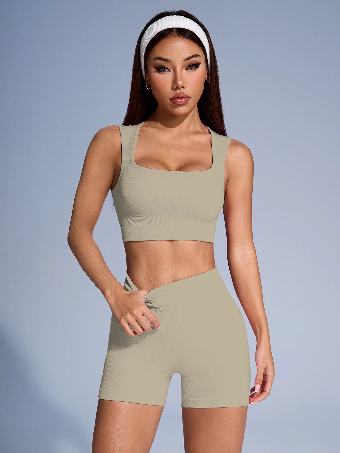 Cadore Ribbed Seamless Set – Crop Tank & Shorts