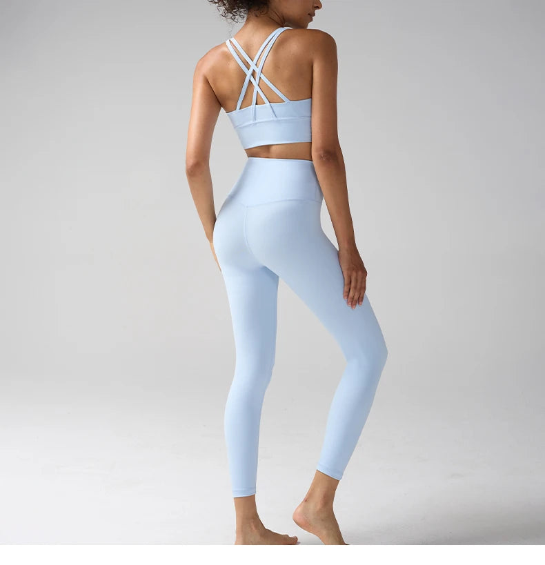 2 Pieces Women's Tracksuit Seamless Yoga Set Workout Sportswear Gym Clothing High Waist Leggings Fitness Sports Suits