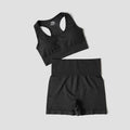 Cadore Seamless Ribbed Set – Yoga Top & High-Waist Shorts