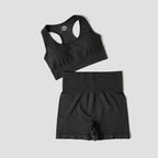 Cadore Seamless Ribbed Set – Yoga Top & High-Waist Shorts