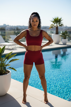 Shorts Set 2 Pieces Seamless Yoga Set Workout Tracksuit Women Halter Sport Bra And Low Waist Scrunch Bum Gym Shorts Suits